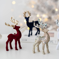 クリスマスのヘラジカのペンダントクリスマスツリーの装飾の装飾のフラッシュの粉の植毛の鹿の置物のinsの写真の道具