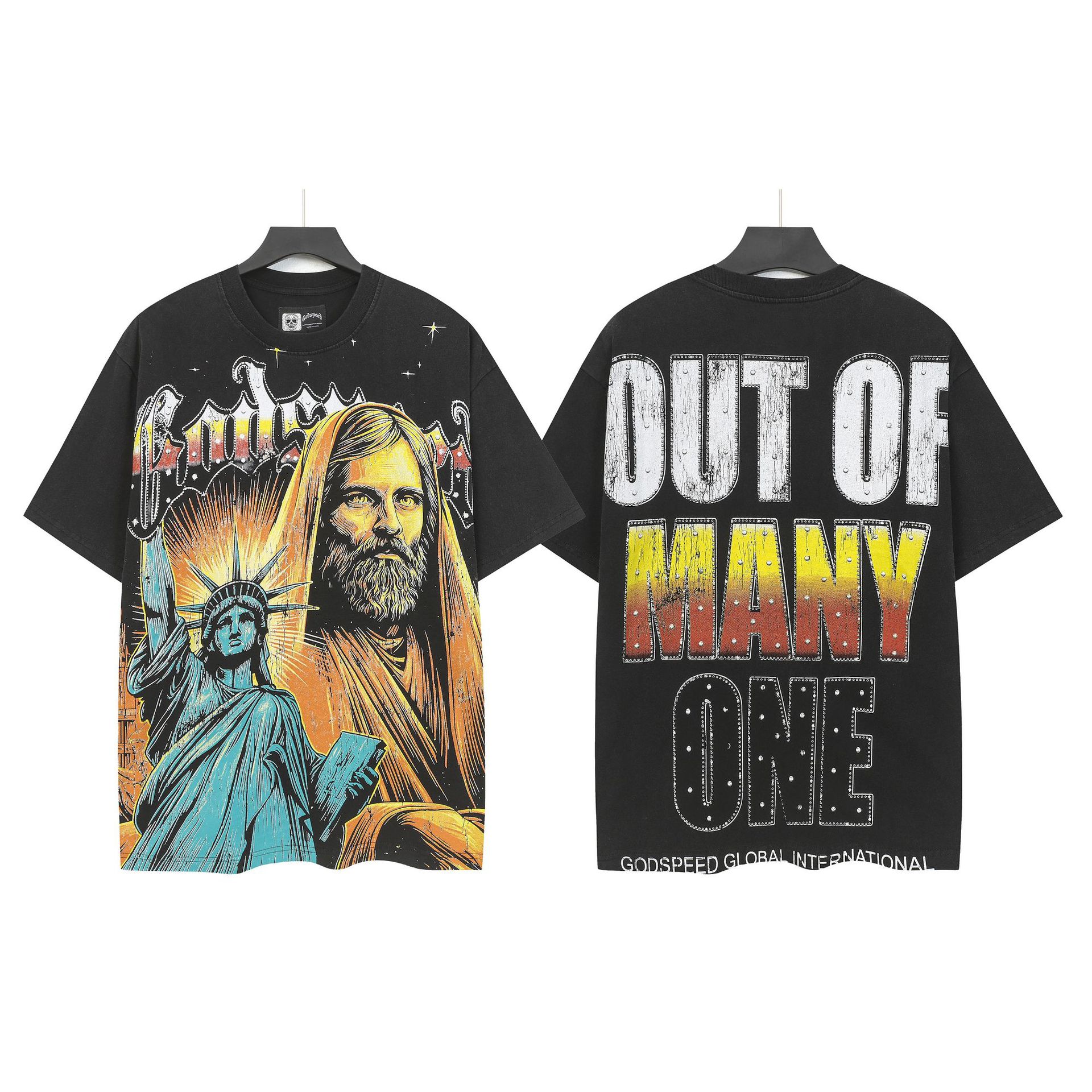 Cross-border Wholesale High-quality Gods Short-sleeve Heavy Wash FOG High Street Fashion Brand Skull Print Pure Cotton_viptrois.com