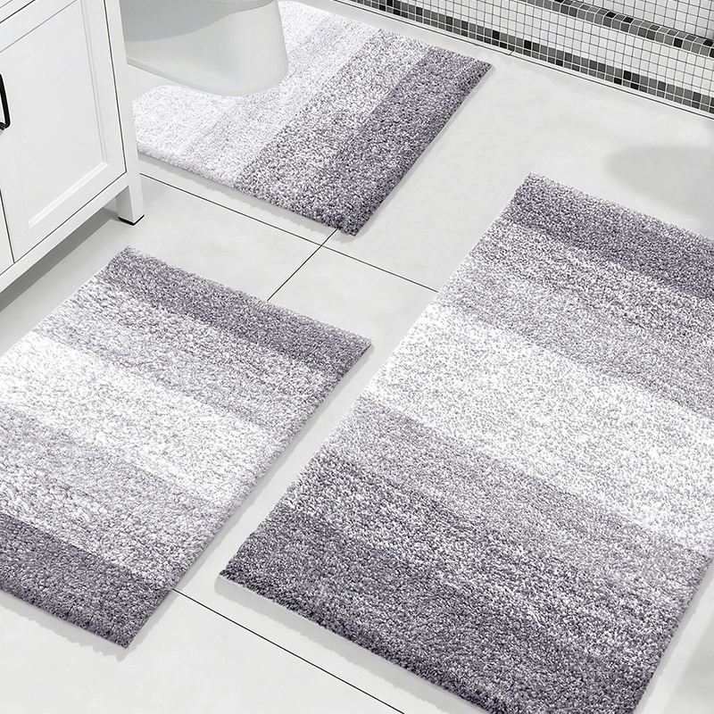 Alfombras de baño de flocado transfronterizas simples puerta de absorción de agua de tres piezas conjunto de almohadillas antideslizantes al por mayor image 8