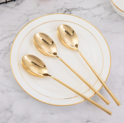 Korean Copper spoon thickening Large a soup spoon adult brass high-grade Chinese style hotel tableware club Long handle Spoon a soup spoon