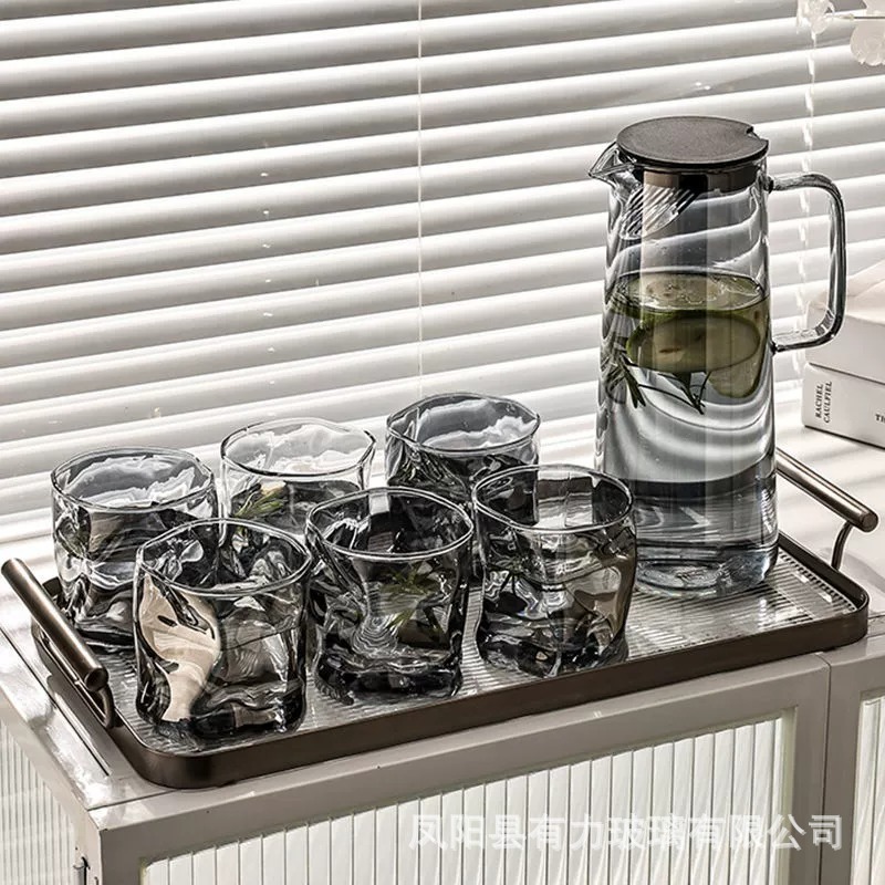 メーカー卸売り耐高温ガラス冷水筒高ホウ素シリコン飲料カップ家庭用浄水器セット冷水筒大容量|undefined