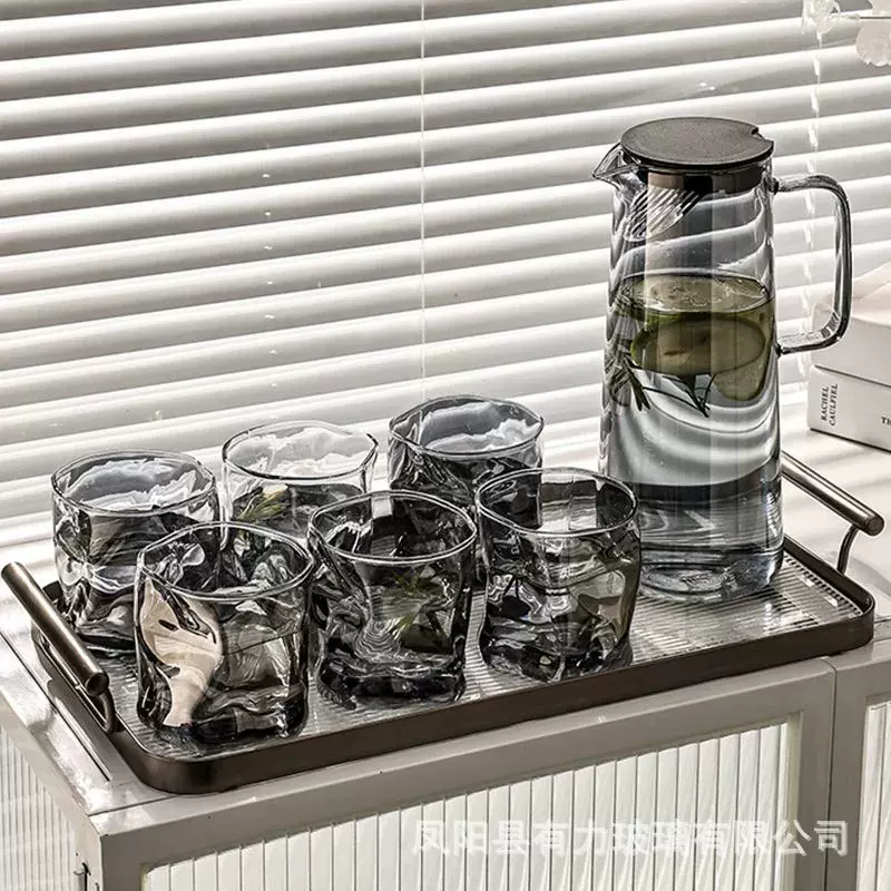 厂家批发耐高温玻璃冷水壶高硼硅喝水杯家用水具套装凉水壶大容量