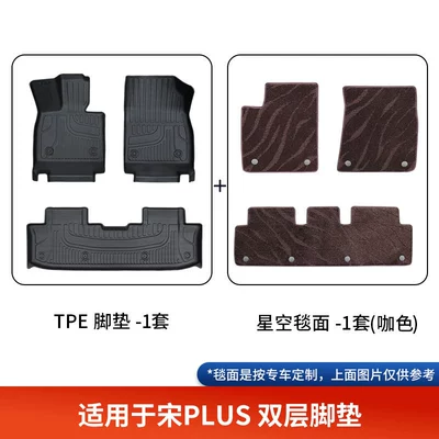 Floor Mats, Modelə uyğun ayaqaltı - double-layer-black-tpe-foot-mats-brown-starry-sky-blanket