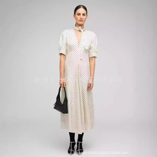 女装真丝连衣裙波点印花桑蚕丝长裙五分中袖复古小众澳洲品牌