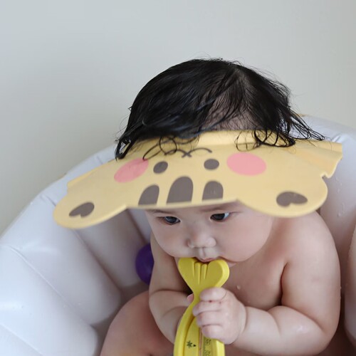 Ins style new baby bath shower cap waterproof shampoo cap children's water blocking cap baby shampoo magic adjustable