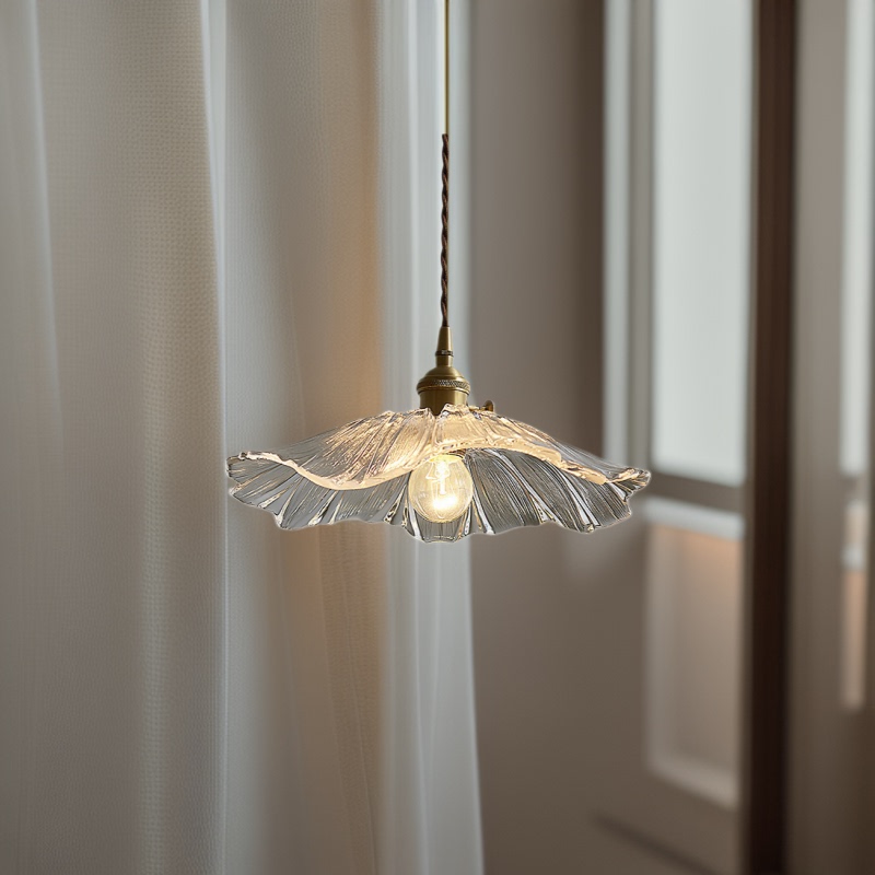 Nordic Brass Restaurant Small Chandelier Modern Simple Personalized Creative Lotus Leaf Average Internet-red Crystal Glass Bedside Lamp