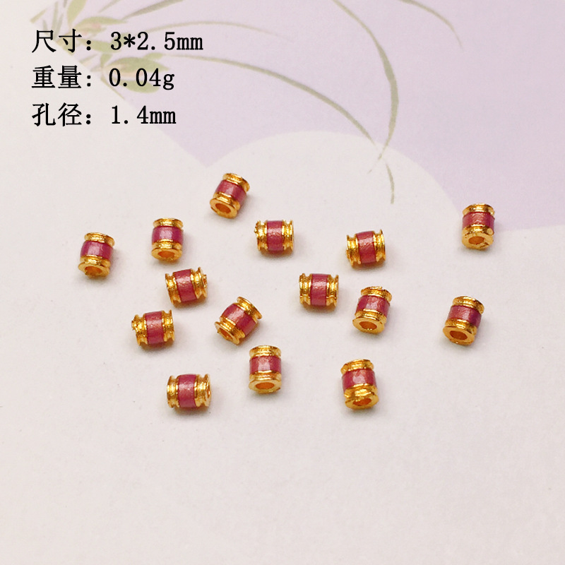 S925 silver gold-plated burning blue drop oil barrel beads tube beads colorful spacer bracelet necklace string decoration diy semi-finished products
