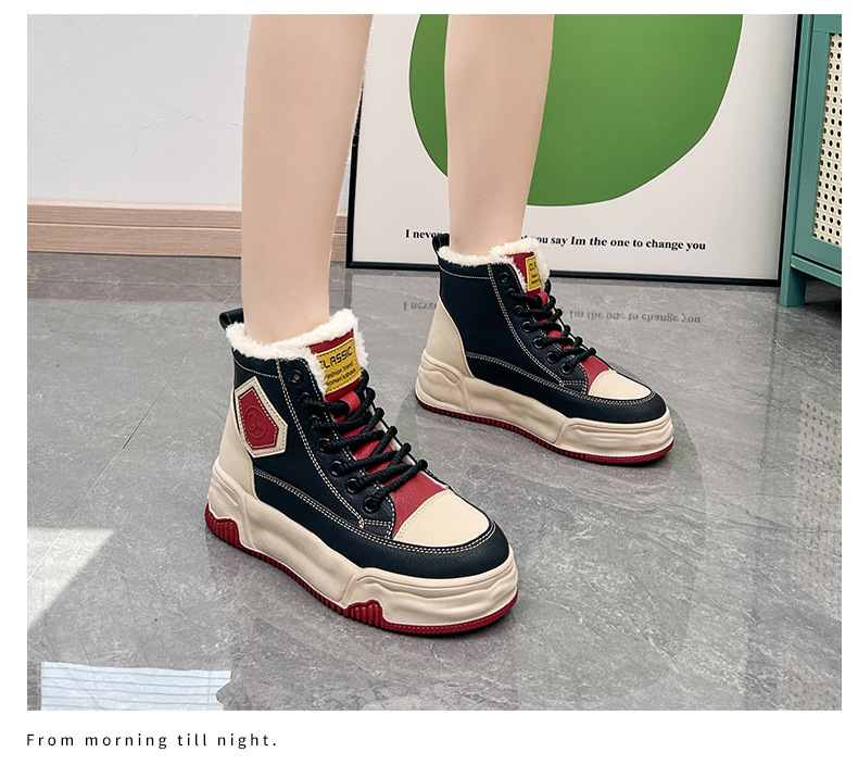 High Top Women's Ankle Boots Plush Lined Winter Casual Footwear_voghion.com