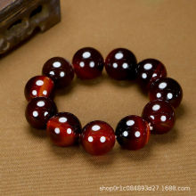 新款巴西梦幻玛瑙男士手链珠径20mm男款时尚玉髓玛瑙手串黑红玛瑙