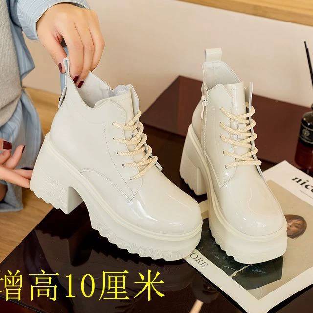 Ботинки Martin на толстом каблуке на толстой подошве, женские короткие кожаные сапоги 10 см, женские универсальные повседневные модные ботинки со взрывами в британском стиле