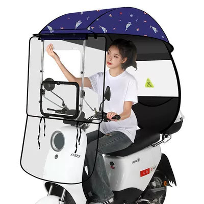 umbrella, motorcycle wind and rain shield, Elektromobil üçün ön şüşə çətiri (günlük) - rotating-window-without-side-rails-dolphin-car-mirror-model