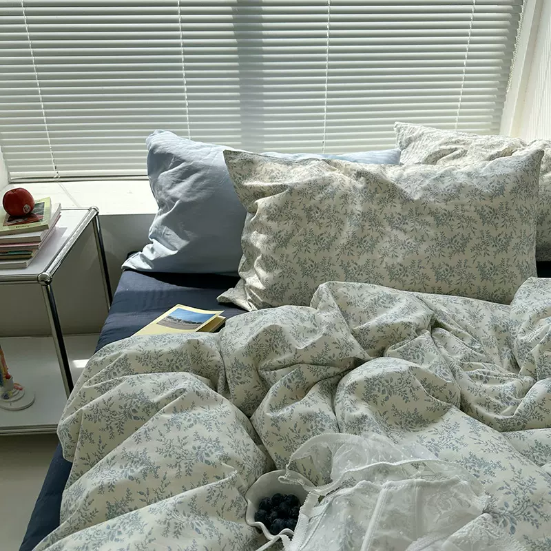 散文诗ins复古印花40支全棉四件套纯棉被套床单混搭韩式床上用品