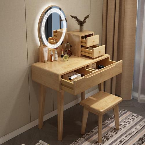Nordic solid wood dressing table bedroom storage cabinet integrated modern simple light luxury internet celebrity style small mini dressing table