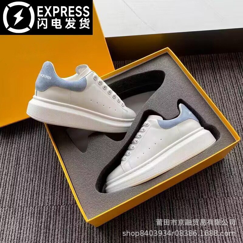 Thick-Soled White Shoes for Women 2025 New Versatile Genuine Leather Height-Increasing Couple Casual Sports Sneakers Popular Internet Celebrity Style