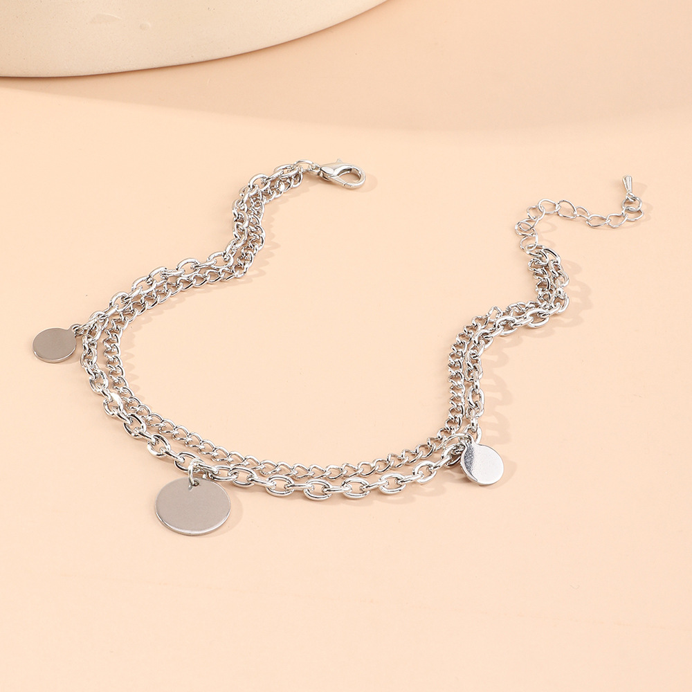Fashion Double Layered Disc Pendant Anklet Simple Alloy Anklet display picture 4