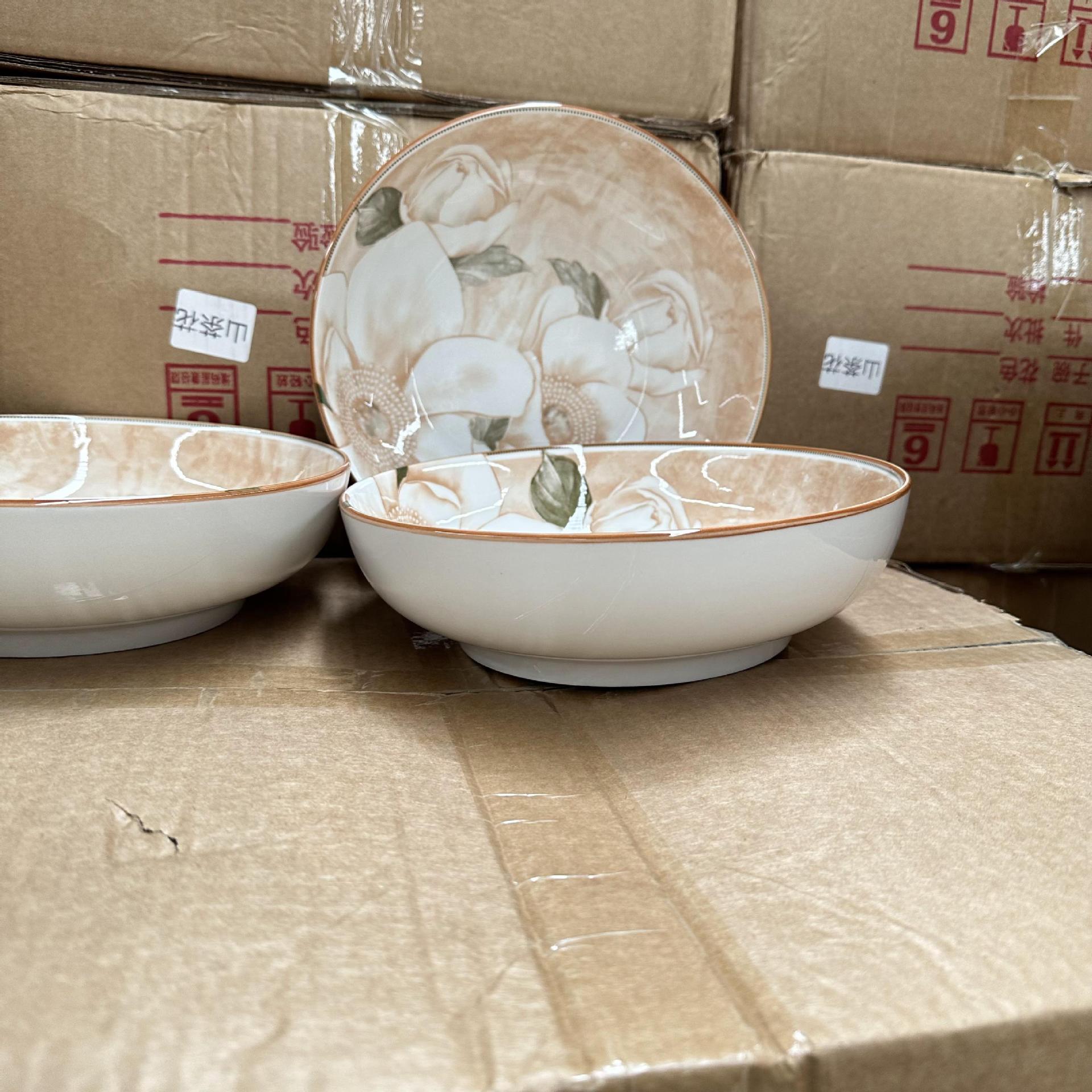 Venta al por mayor de cerámica grande tazón Camellia 9 pulgadas tazón electrónico hogar cerámica gran tazón grande tazón de sopa dos yuanes tienda image 3