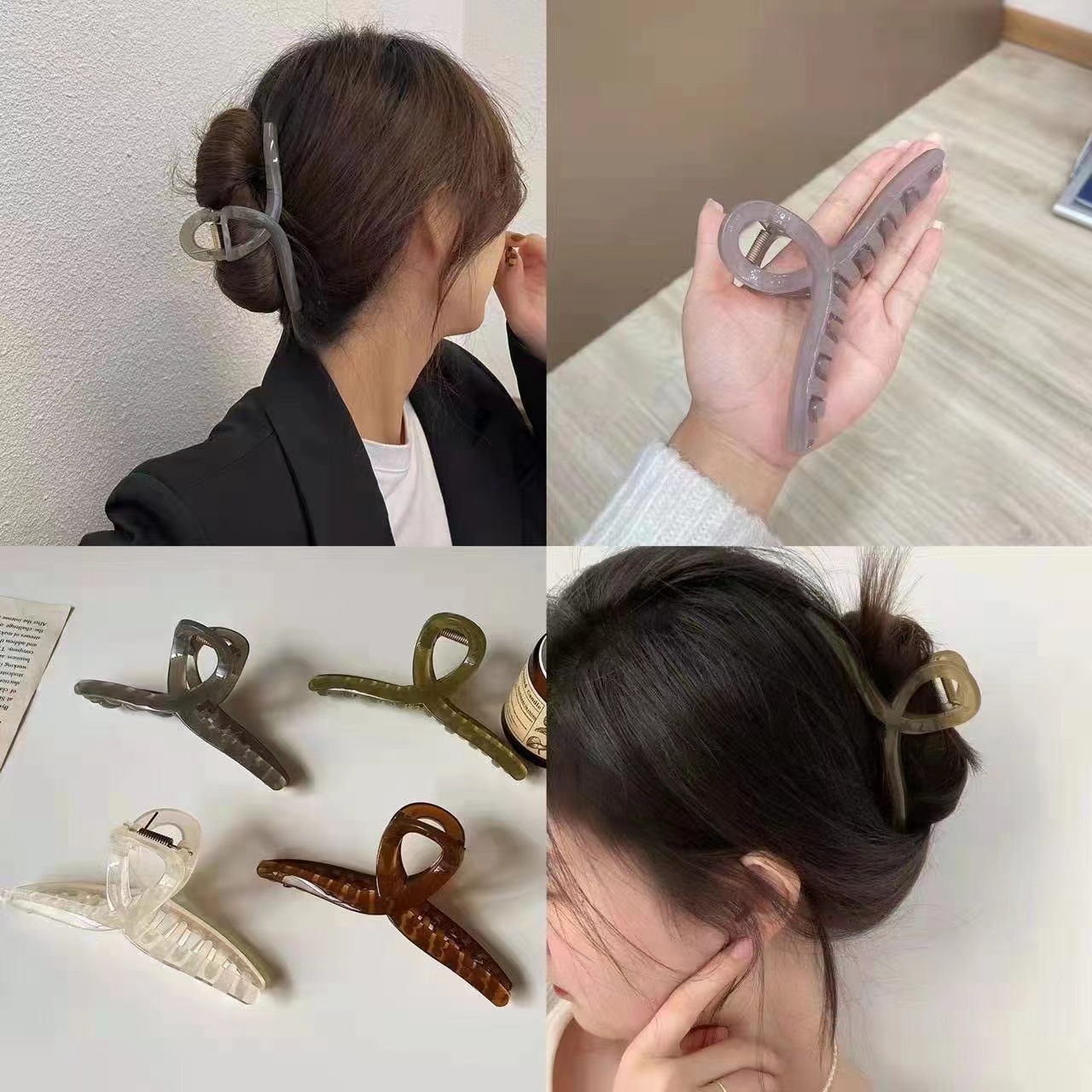 Grab Clip French Jelly Color Gentle Hair Grab Korean Elegant Large Hair Shark Clip ins Fashionable Foreign Style Hair Clip