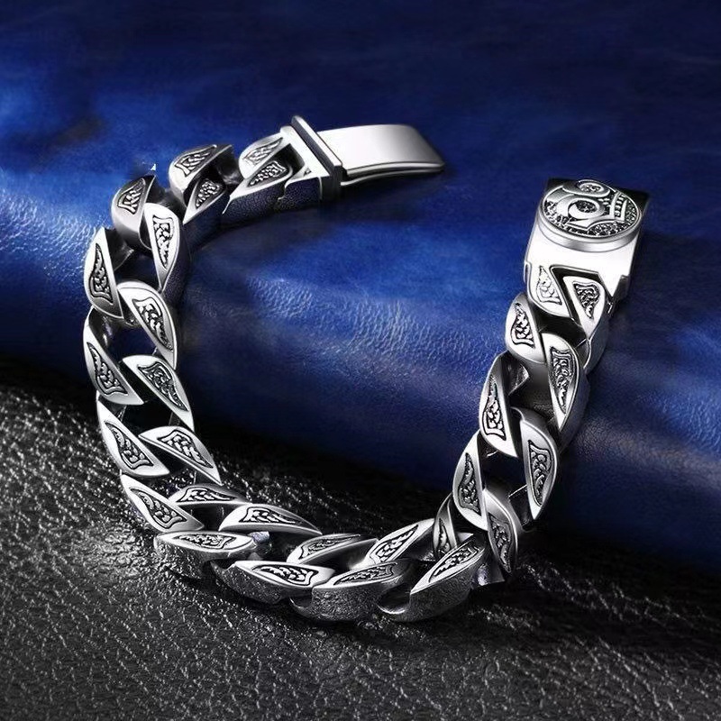 Nuevo retro hombres pulsera personalidad moda máquina amigo Rock viento anillo hebilla pulsera domineering rugosa pulsera