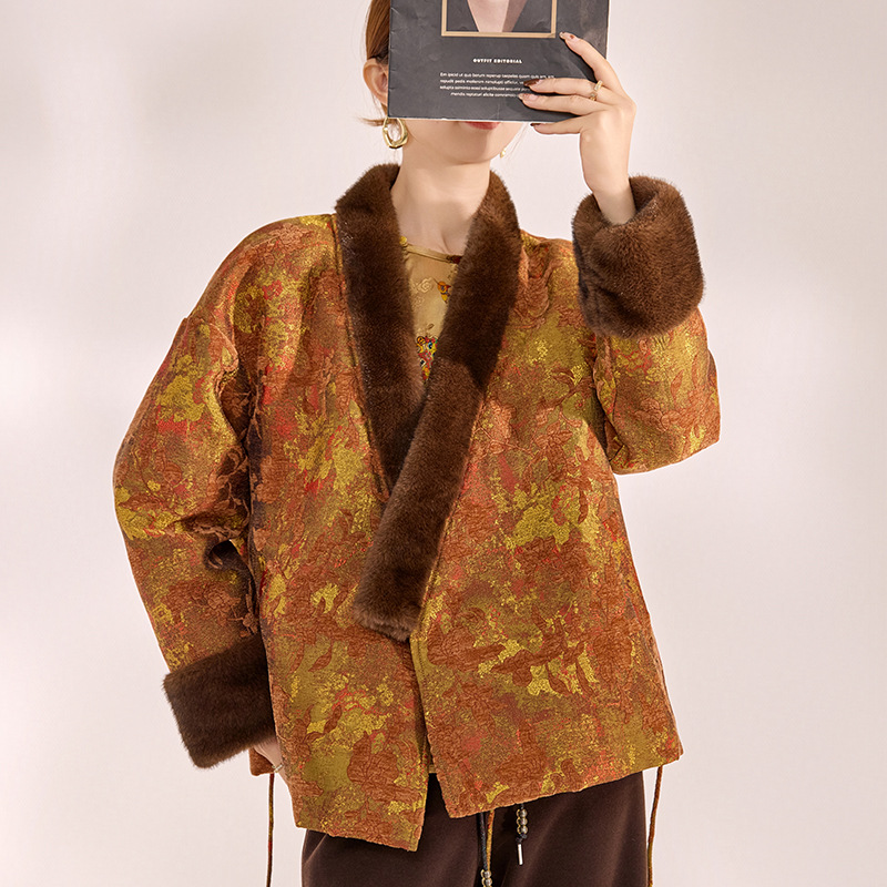 冬季国风新中式毛毛上衣复古刺绣系带高端羽绒服外套女 ZX款MY018