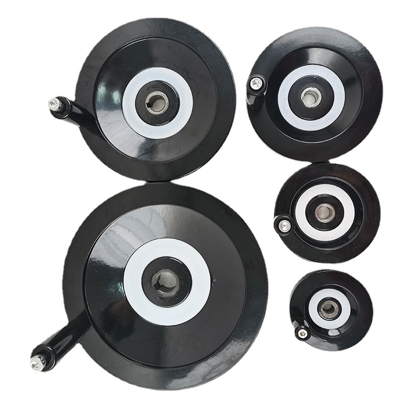 Accesorios de la máquina herramienta de suministro de fábrica Rueda de mano de baquelita Máquina herramienta con mango plegable Rueda de mano corrugada Interior Negra