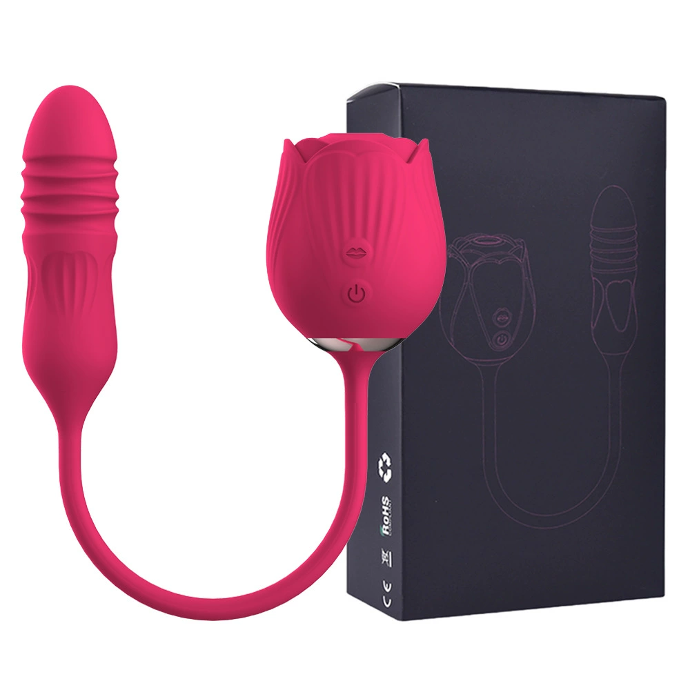 玫瑰 可 retractable vibrator 10 frequency double-headed sucking vibrator vibrator female flirting masturbation device adult sex products wholesale