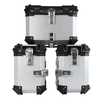 Box, Motorcycle Trunk, Motorcycle trunk - plane-three-box-silver-set