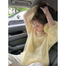 春秋新品早春新款纯色薄款简约宽松长袖毛衣上衣