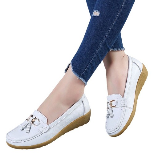 Women's New Fashionable Soft Leather Shoes, Comfortable Non-Slip, Soft Bottom, Dou Dou Shoes, Women's Platform Heel, Thick Sole, for Middle-Aged and Elderly Mothers