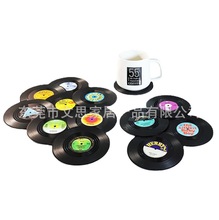 创意老唱片杯垫塑料ABS复古黑胶CD咖啡隔热垫vinyl coaster餐垫