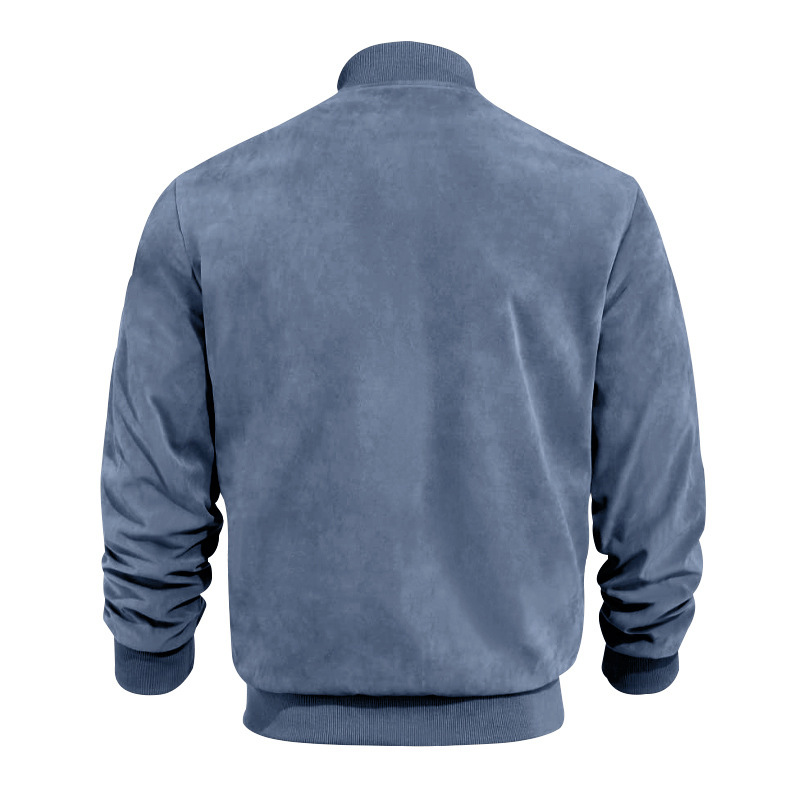 Men's Bomber Jacket Suede Zip Up Casual Jacket For Autumn_voghion.com