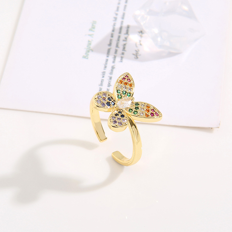 Retro Butterfly Copper Inlay Zircon Rings