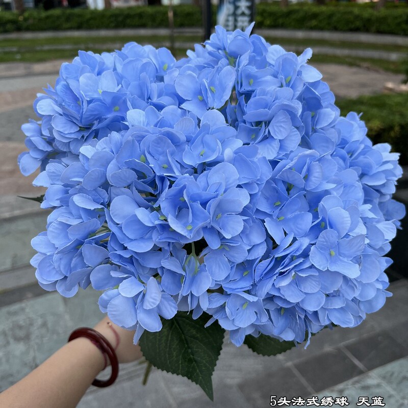 新商品の外国貿易の青いアジサイの青い色はバラの牡丹のアジサイの結婚祝いの柔らかい装飾の偽の花を卸売りします。|undefined