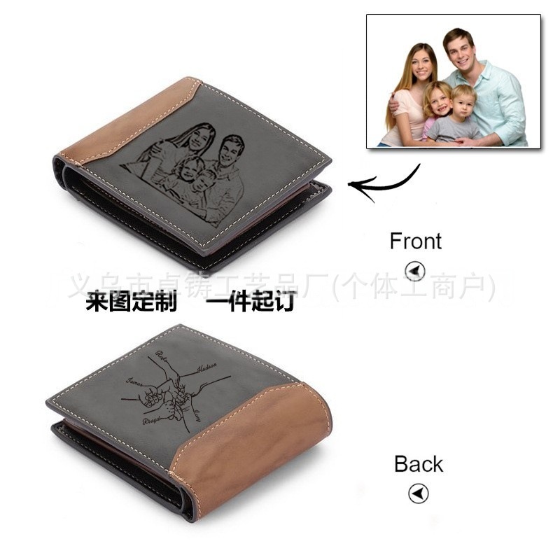 DIY钱包图案定制 刻字/照片/个性设计 适合父亲节送礼