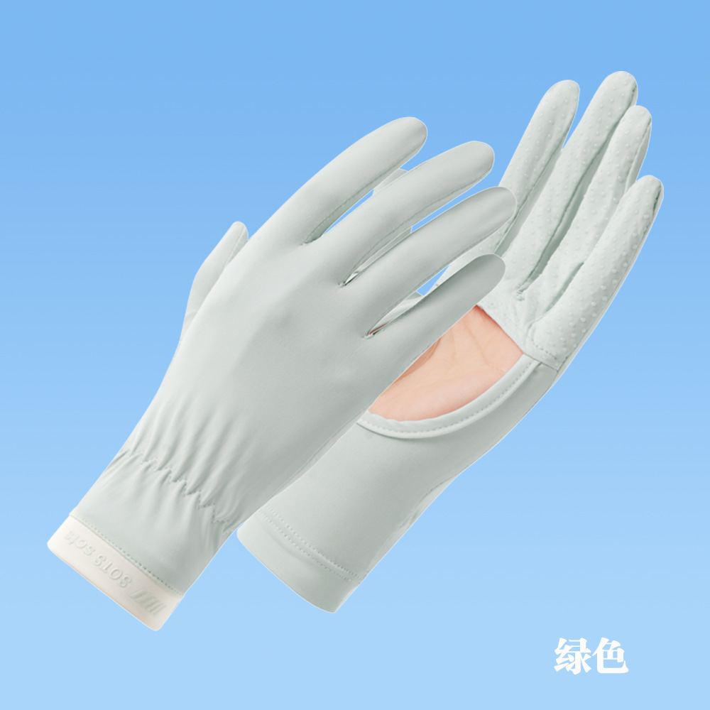 Guantes de protección solar para mujeres Protección UV al aire libre antideslizante verano conducción delgada equitación pantalla táctil hueca Guantes de seda de hielo