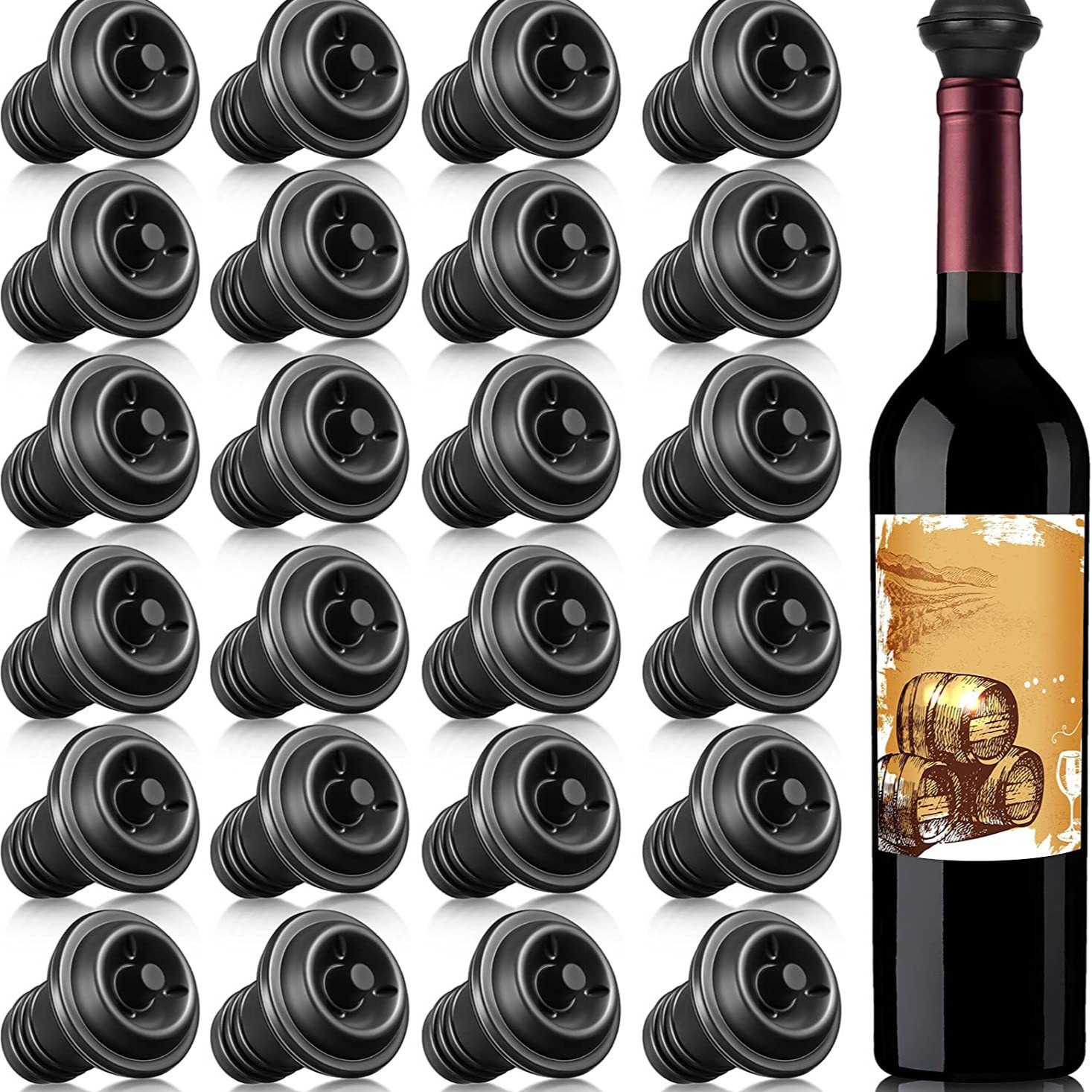 24 piezas de tapón negro de tres orificios de succión-tapón de silicona