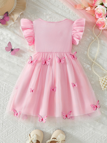 Girls' Summer Dress 2025 New Butterfly Net Gauze Volume Skirt Trendy Children Super Fairy Princess Skirt