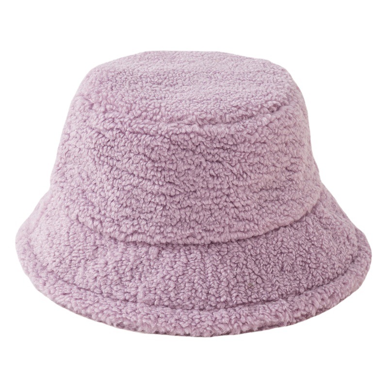 Sombrero de pescador de lana de cordero de color sólido para hombres y mujeres otoño e invierno nuevo cálido sombrero de cuenca engrosada gran circunferencia de la cabeza sombrero simple de todo fósforo