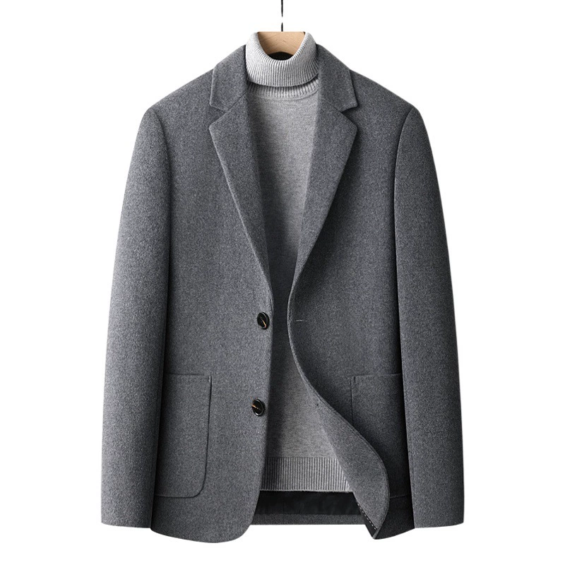 Мужской односторонний шерстяной кашемировый блейзер, осенне-зимний однотонный короткий шерстяной костюм, универсальный мужской костюм.