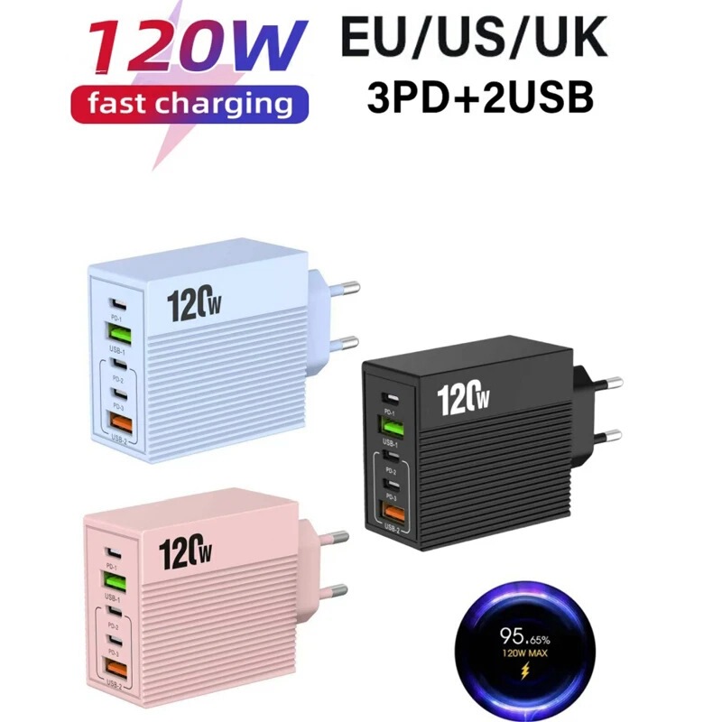 Full Protocol 120W Multi-Port USB-C Charger Fast Charging Mobile Phone Wall Adapter Factory Wholesale Full Protocol 120W Multi-Port USB-C Charger Fast Charging Mobile Phone Wall Adapter Factory Wholesale
