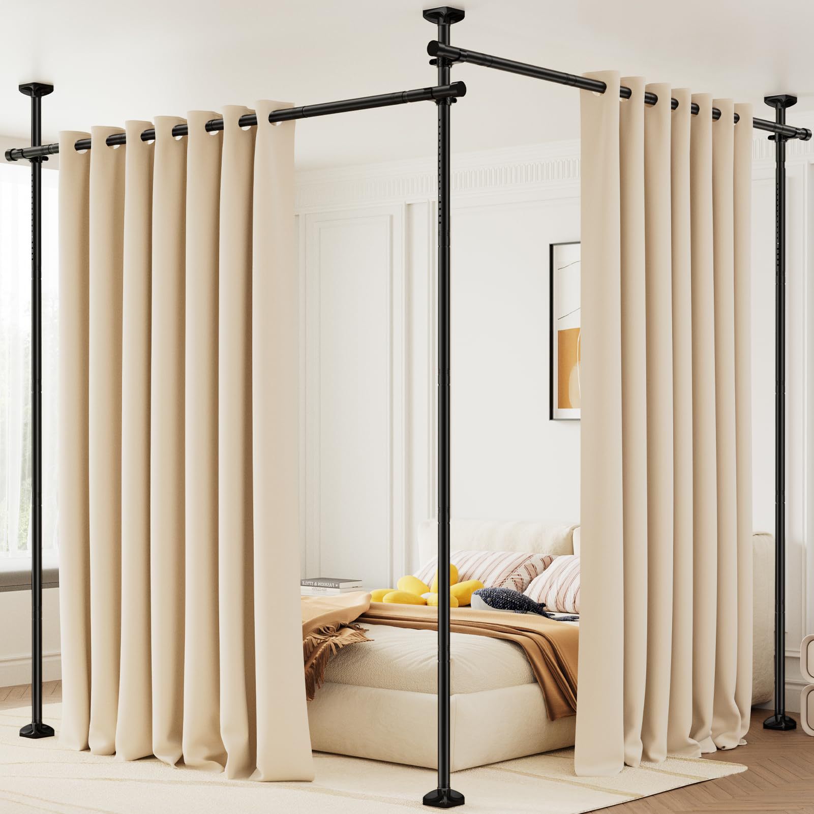 Floor-to-ceiling partition for cross-border factories, no-drill screen room divider, partition rod for beauty salons and rental properties, floor-standing partition