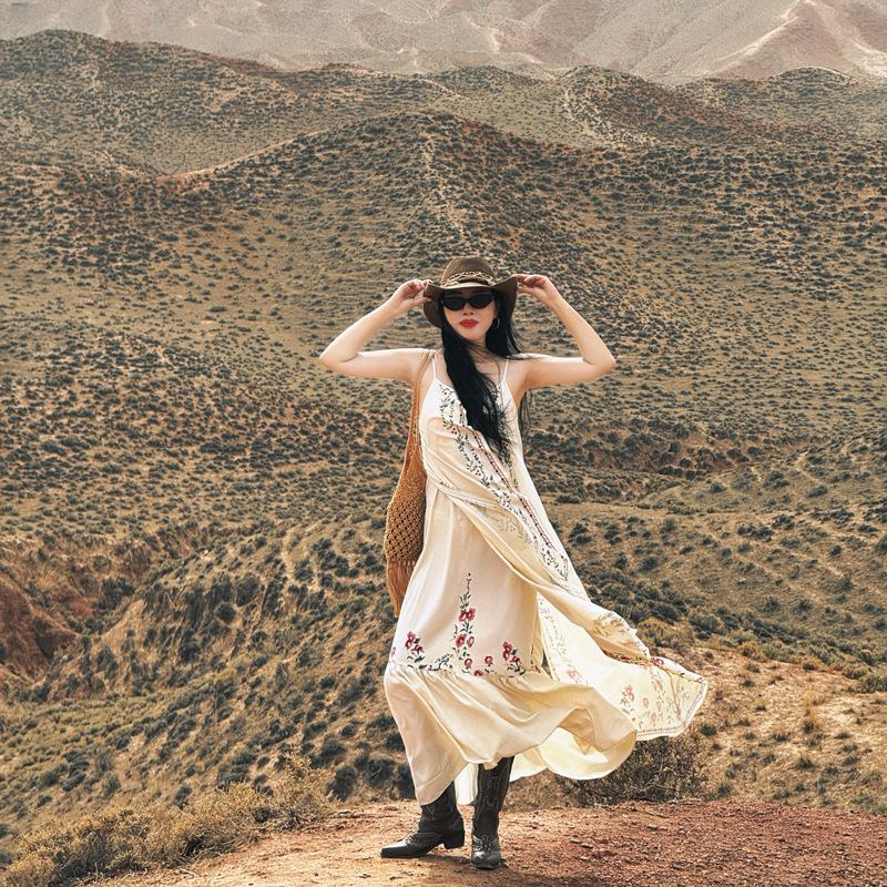 Northwest Desert Travel Wear Xinjiang Ethnic Style Dress Women's High-End Bohemian Chic Long Skirt
