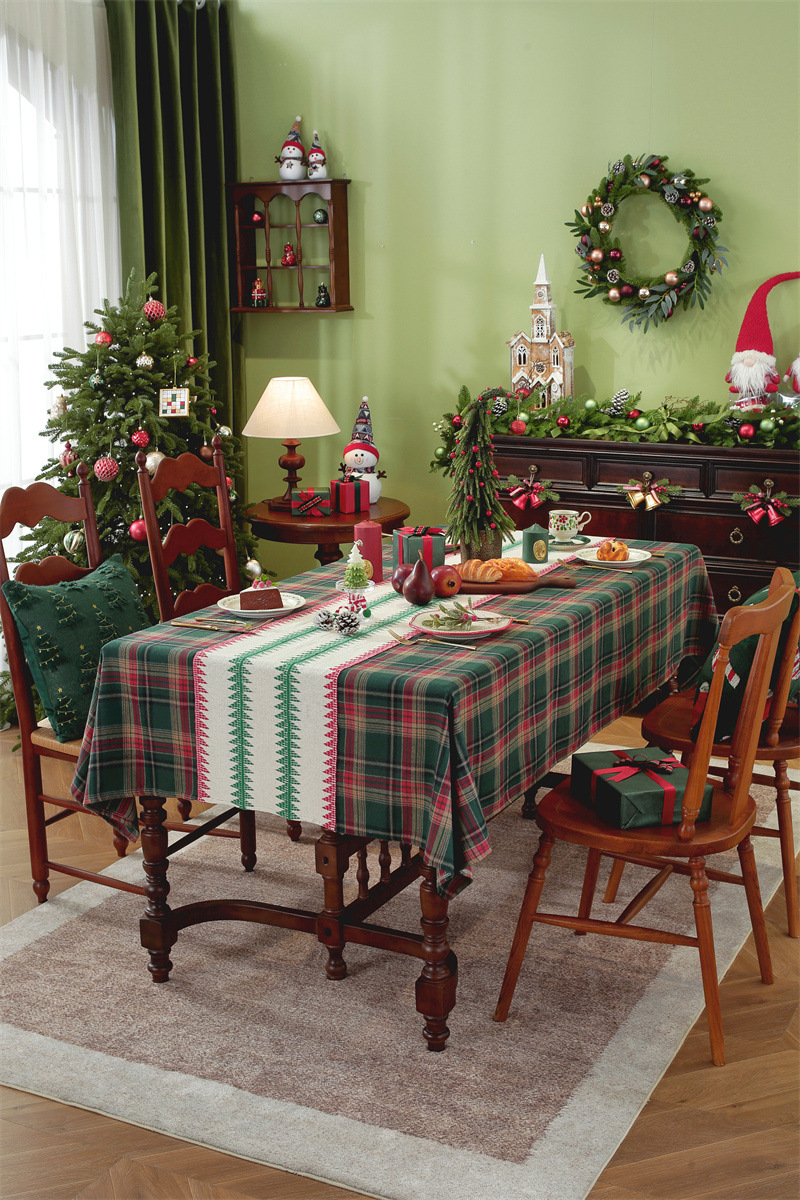 Runner a quadri patchwork per il commercio estero transfrontaliero, tovaglia da caffè con decorazioni natalizie, copritavolo da pranzo,_voghion.com