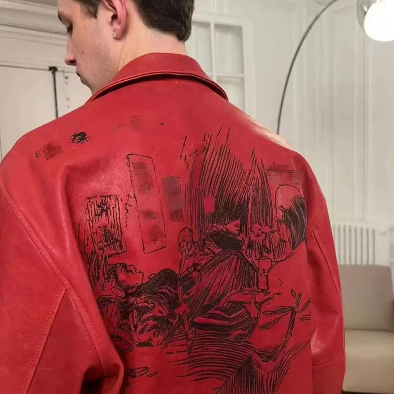 in stock New ERD Melancholy Rich Second Generation Dyed Smoke Dyeing cleanfit Trendy Ins Leather Coat Leather Jacket