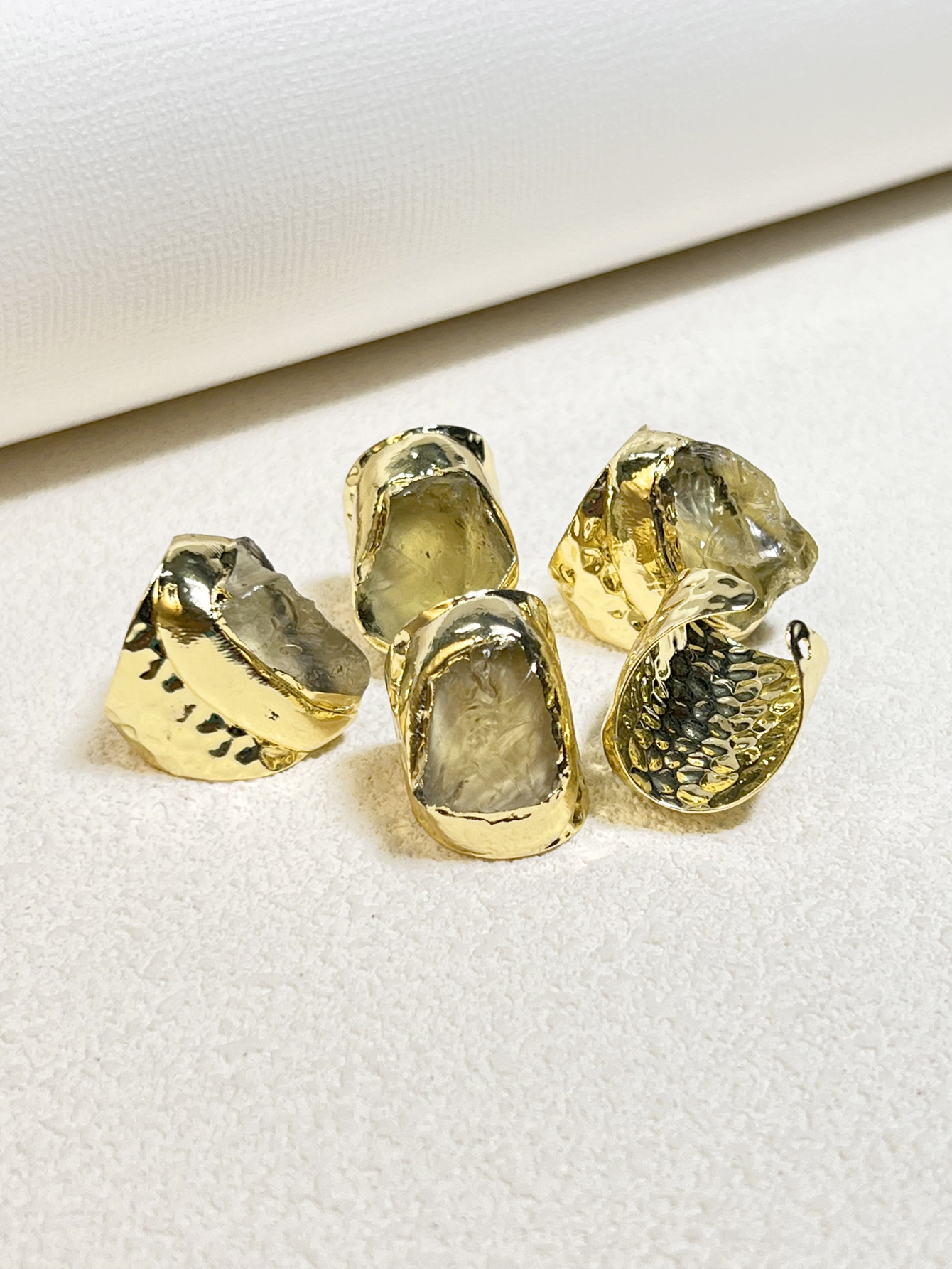 Plating, Healing Design Unisex Citrine Plating Healing Irregular Open Rings Healing Crystals Jewelry