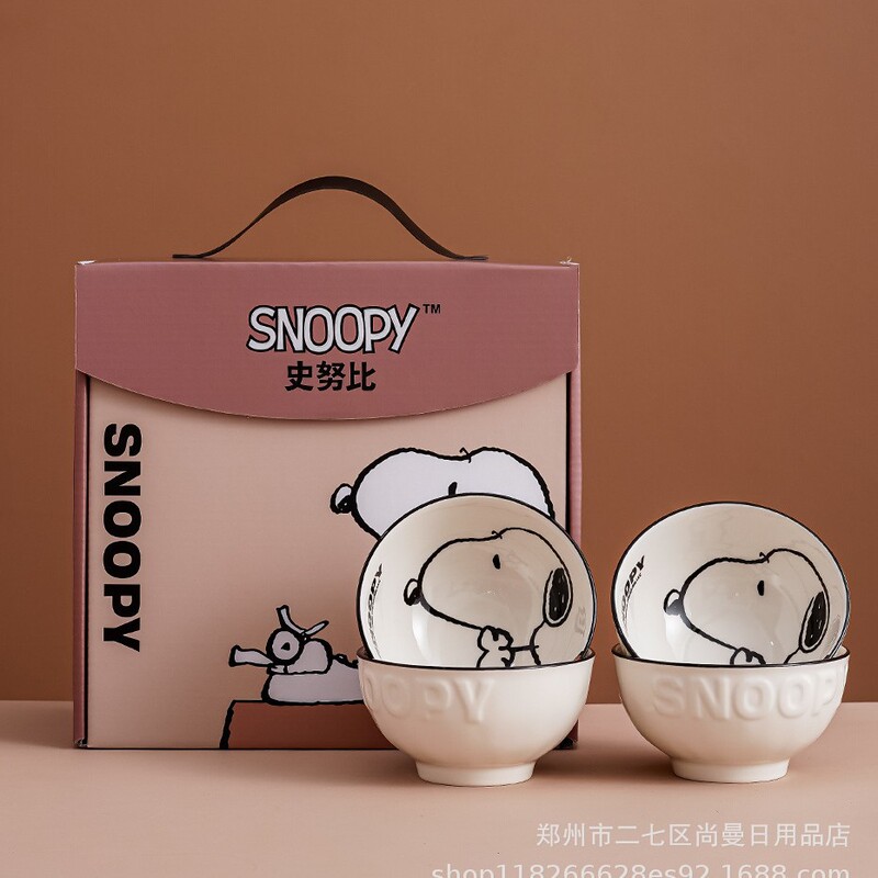 Polymer Clay Snoopy Creative Household Bowl, Plate, Spoon Ceramic Tableware Set for Clients, Souvenirs, Membership Gifts, Wholesale