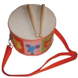 奥尔夫儿童打击乐器 卡通双面羊皮手拍敲打鼓 彩色腰鼓厂家