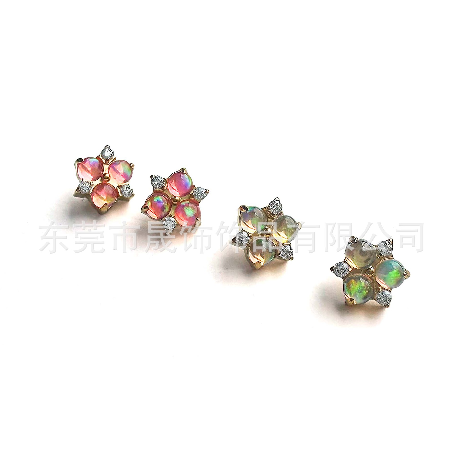 F136 Titanium 果冻澳宝 Flower Studded 极光澳宝 Ear Stud G23 Implant Grade Titanium 人体 Piercing Jewelry Helix Cartilage Stud