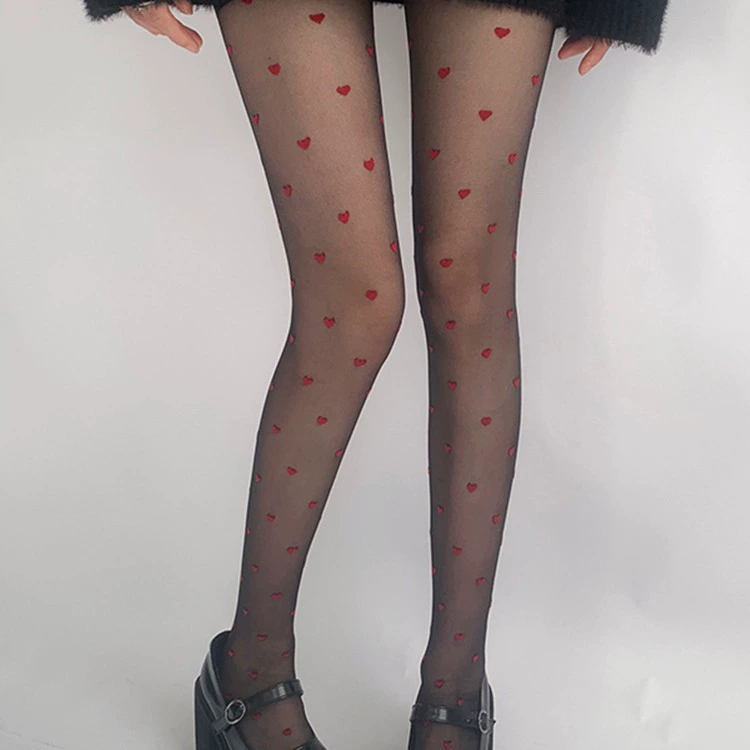 Red sexy black ultra thin tights, thin weaving