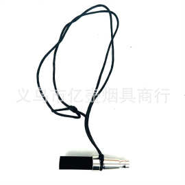 跨境批发不锈钢的水烟烟嘴mattpear挂绳烟嘴黑色磨砂硅胶管带盒子