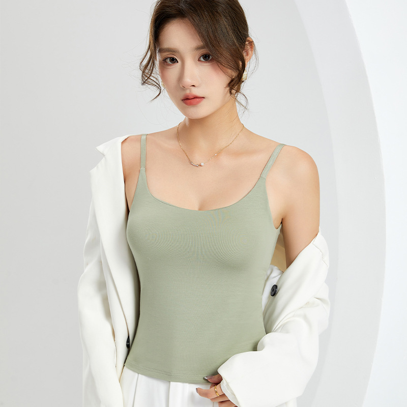 女春夏帶胸墊修身吊帶背心內搭短袖可調節肩帶美背內衣可外穿